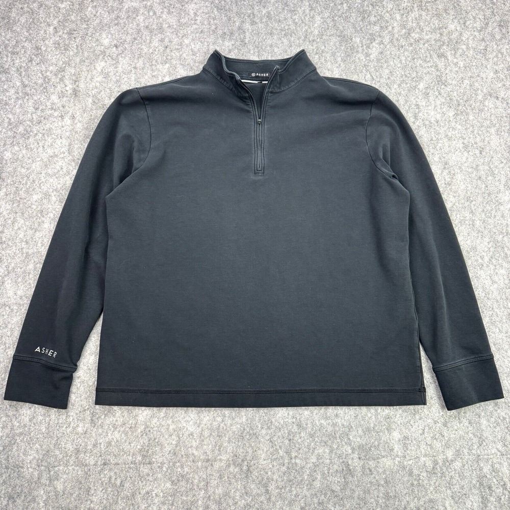 Asher Golf Sweater Mens 2XL Black Pullover‎ 1/4 Zip Stretch Pima Cotton Shirt